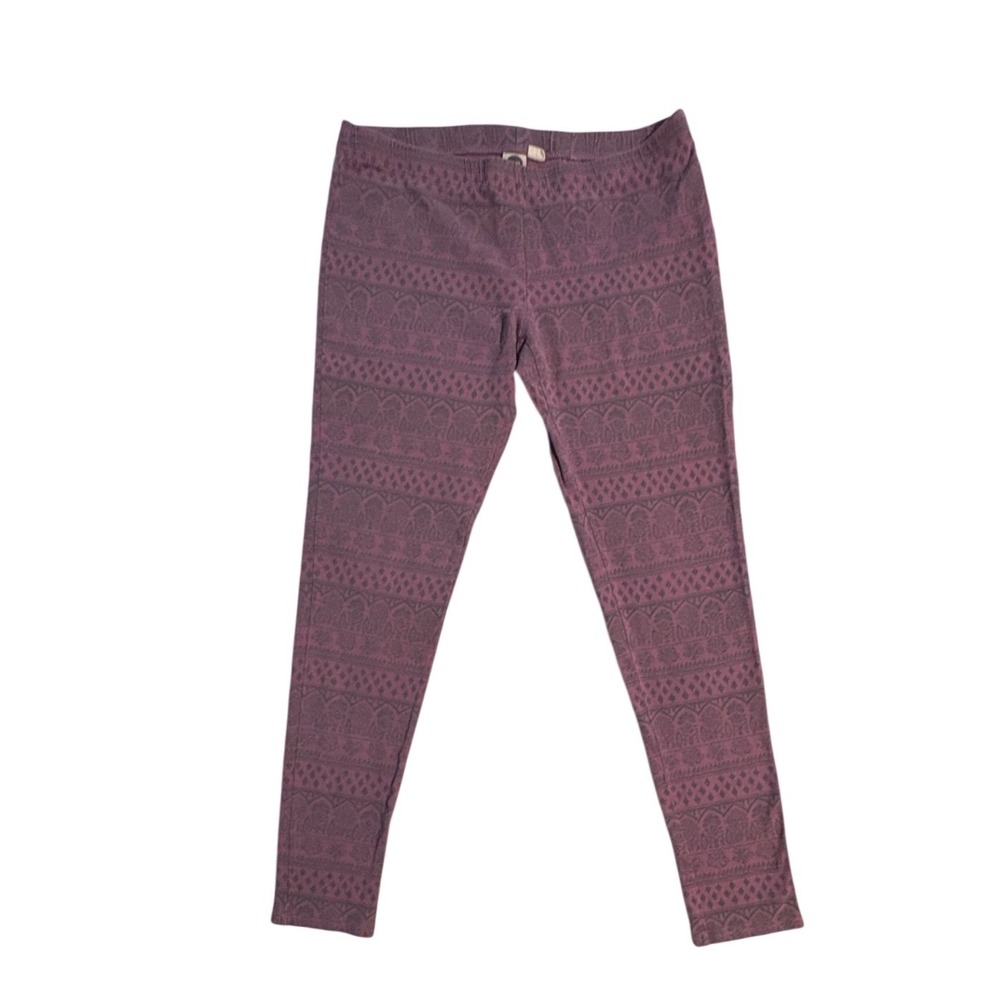 Roxy Womens Purple Gray Geometric Pattern Stretch Leggings Size S Boho Lounge